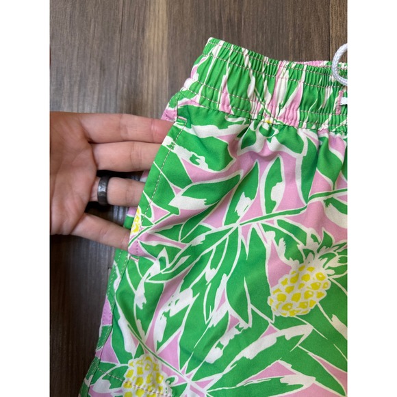 Crewcuts Boys Swim Trunks Size 3 Preppy Pink Green Pineapple Mesh Liner - Picture 3 of 7